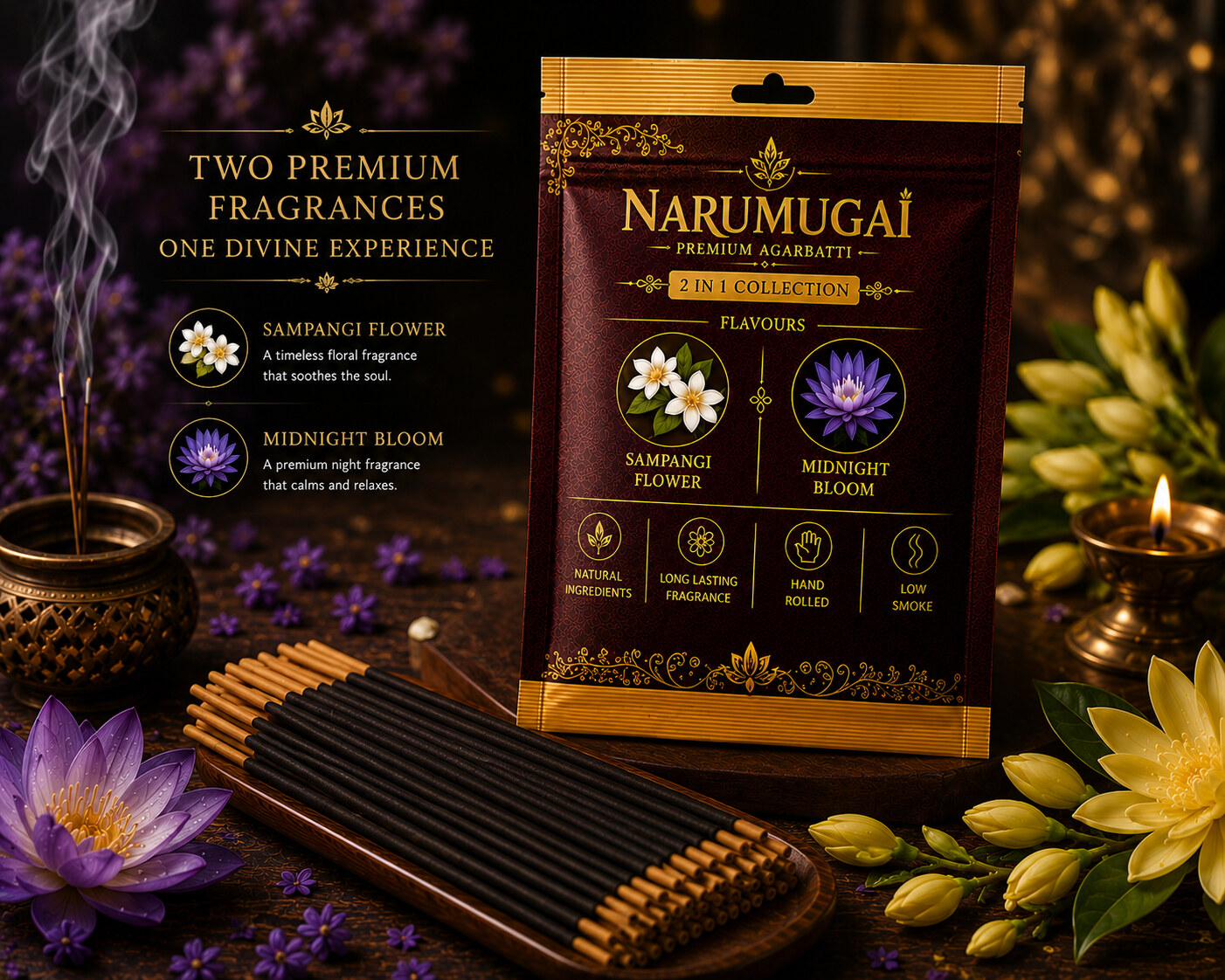 Narumugai Premium Agarbatti 2 in 1 collection packaging